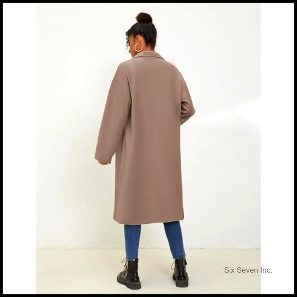 Wool Blend Oversized Double Breasted Long Trench Overcoat Winter - Picture 6 of 6